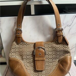 Coach Tan and Brown Shoulder Bag